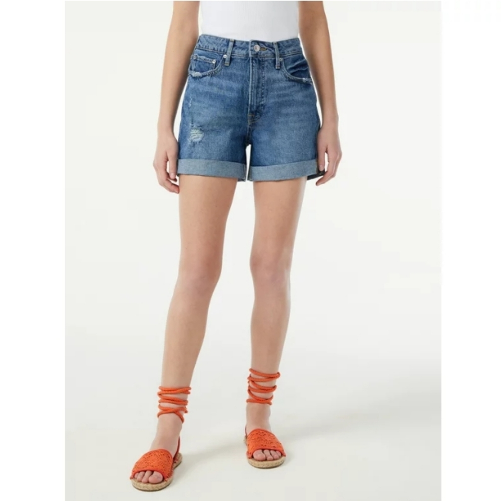 NWT Free Assembly Denim Rolled Cuff High Rise Jean Shorts •Size 0•